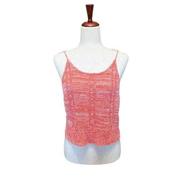 Free People Bombshell Capri Orange Knit Tie Shoulder Crop Top Size L #1660 NWT - Picture 3 of 8